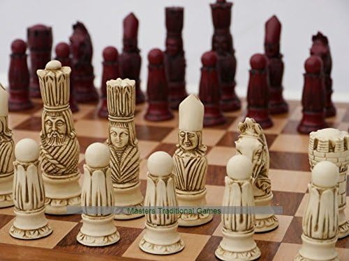 Victorian Ornamental Chess Set (cream and red, no board)