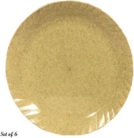 Decornt Unbreakable Dinner Plates; Made Plastic Material; Round Shape; Diameter 12 Inches; Set of 6; Leher Design; Brown Color.Suitable for Dinner Lunch Party & Events