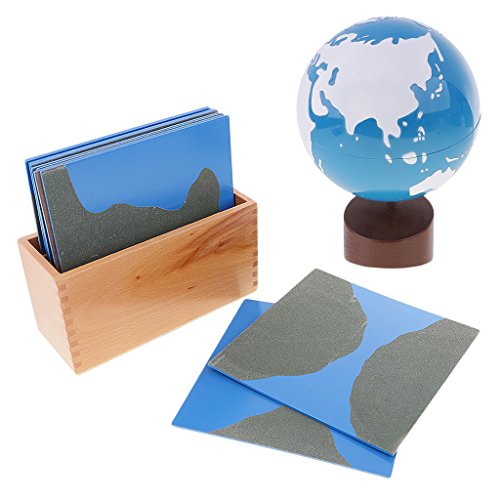 Dovewill Kids Child Montessori Educational Toy-Globe of Land&Water w/ Geography Cards