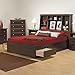Prepac Manhattan Full Tall Bookcase Platform Storage Bed in Espresso
