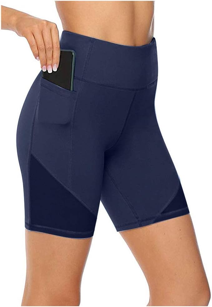 Persit Damen Radlerhose Kurz - Sport Leggins Mit Taschen, Hohe Taille
