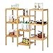 SONGMICS Bamboo Plant Stand, Bathroom Storage Rack, Customizable Flower Pots Holder, Multi-Purpose Display Rack, for Living Room, Balcony, Natural UBCB93Y