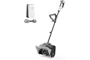 Litheli 12-Inch Cordless Brushless Snow Shovel, 20V Battery Powered Snow Thrower, 20FT Throwing Distance Snow Blower with Aux