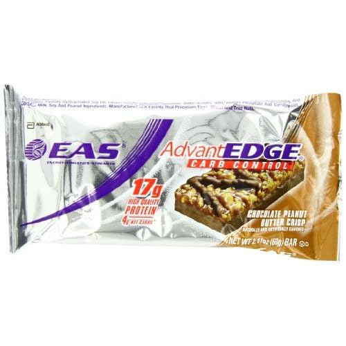 EAS AdvantEdge Carb Control Nutrition Bar, Chocolate Peanut Butter Crisp, Net Wt. 2.11 Oz Bar Pack of 12 image