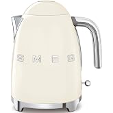 SMEG KLF03 Electric Kettle 1.7L (7 Cup), Retro Hot Water Boiler for Tea &amp; Coffee, Fast Boiling, Auto Shut-Off, Soft Open Lid, 360&deg; Swivel Base Countertop Kettle &ndash; Cream