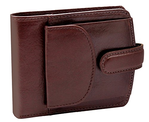 Topsum London RFID Blocking Mens Small Billfold Wallet Premium Genuine Leather Credit Cardholder Coin Purse 4009 (Brown)