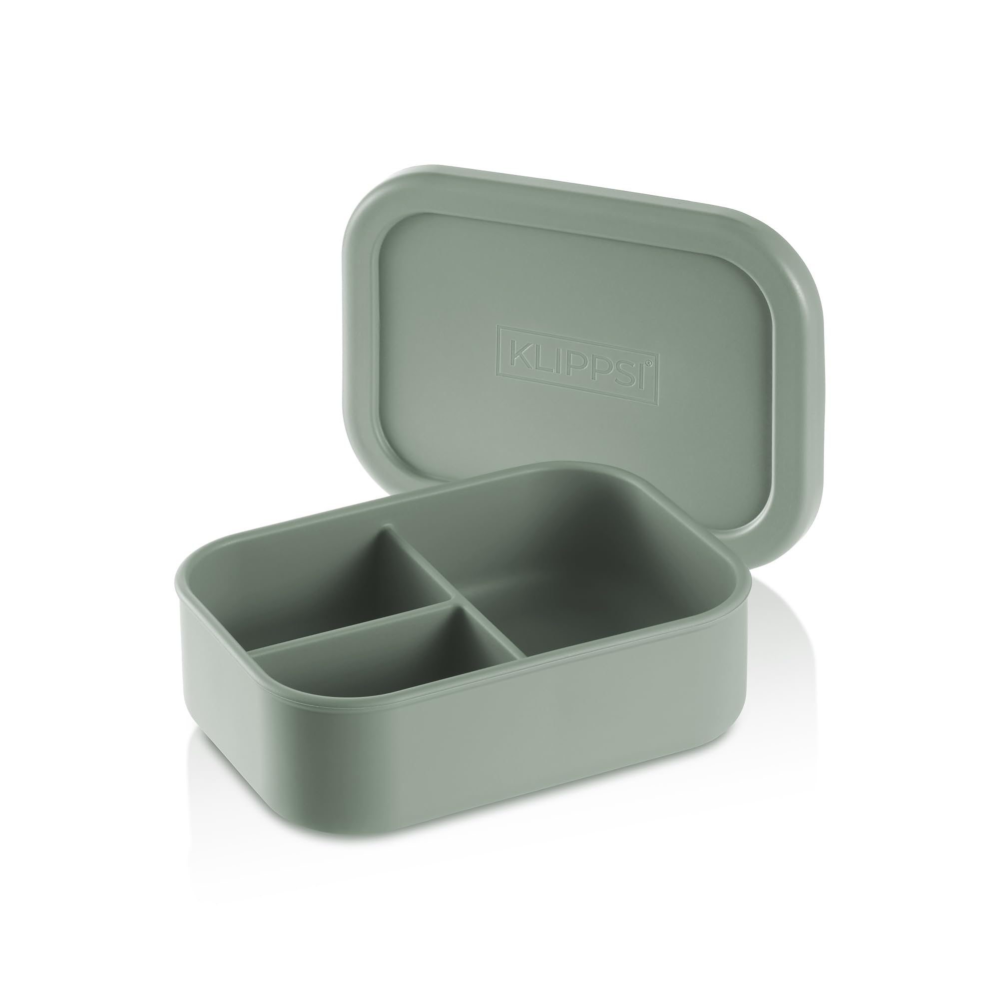 KLIPPSI® Lunch Box Medium - 3 Compartments (620 ml) - Lunch Box / Storage Containers Made of 100% Platinum Silicone Tear-Resistant Material, Heat and Cold Resistant, Airtight, Leak-Proof, Dishwasher