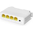 Gigabit PoE Passthrough Switch, 1 PoE in 3 PoE Out Extender, IEEE802.3af/at PoE Powered, 10/100/1000Mbps Ethernet, din-Rail & Wall Mount