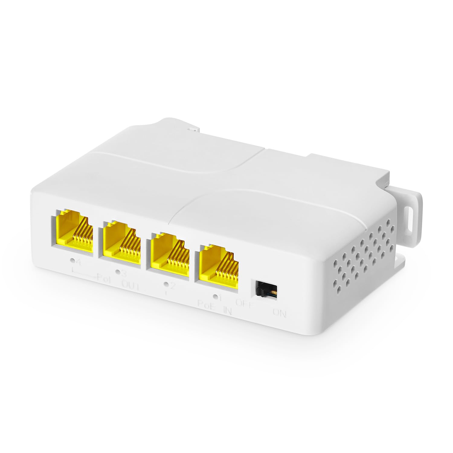 4 Port Gigabit PoE Extender, 1 In 3 Out, IEEE802.3af/at Powered Passthrough Switch, 10/100/1000Mbps Ethernet, DIN Rail & Wall Mount