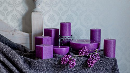 Set of 3 Purple Pillar Candles 3" x 6" Unscented Handpoured for Weddings, Church, Home Decoration, Relaxation, Spa, Smokeless Cotton Wick - Fragrance-Free by Melt Candle Company
