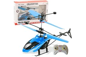 PTGHT Gesture Sensing Indoor Flying Helicopter Toys, Remote-Controlled Helicopter Children's Toys with LED Lights, Birthday Gifts for Boys and Girls (Blue)