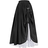Women's Renaissance Skirt Victorian Peasant Double-Layer Maxi Long Skirt