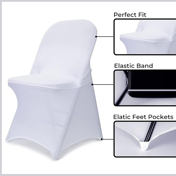 BABENEST SPANDEX FOLDING CHAIR COVERS – 30PCS UPGRADED UNIVERSAL STRETCH WASHABLE FITTED CHAIR SLIPCOVERS PROTECTOR FOR WEDDING, HOLIDAYS, BANQUET, PARTY, EASTER CELEBRATION (WHITE)