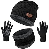 Winter Beanie Hats Scarf Gloves Set Thick Warm Slouchy Beanies Hat Knit Skull Cap Neck Warmer for Men Women
