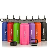 SUCFORST Water Bottle +2 Extra Accessories -18 Oz,24 Oz,32 Oz or 36 Oz,Vacuum Insulated Stainless Steel Wide Mouth Sports Water Bottle,Hot & Cold - Powder Coated Double-Walled Flask