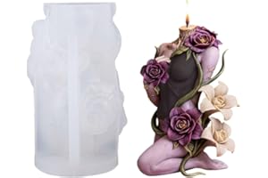 Silicone Candle Mold, Floral Female Body Figure, 3D Rose and Lily Design, DIY Craft Mold for Candle Making