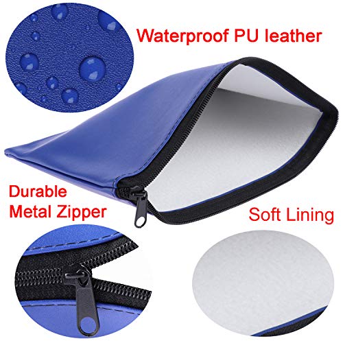Tongnian Bank Bag Money Pouch Leatherette Security Deposit Bags Utility Zipper Bags for Cash Money,Check Wallet,Cosmetics,Tools, 11x6 inch 4 Pack (Blue)