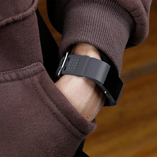 MoreToys Silicone Adjustable Replacement Accessory Sport Watch Band Wrist Strap Bracelet for Fitbit Charge 2 Fitness Wristband (Gray)