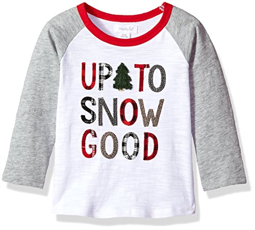 Mud Pie Baby Toddler Boys' Christmas Long Sleeve Raglan T-Shirt, Snow Good, MED/ 2T-3T