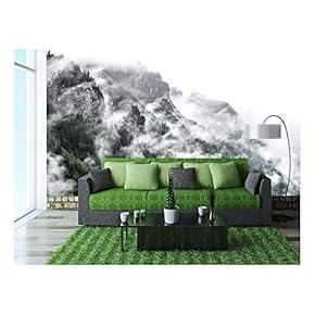 Nature Scenery with Mountain Surrounded by Fog - Removable Wall Mural | Self-Adhesive Large Wallpaper - 66x96 inches