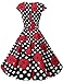 DRESSTELLS Vintage Dress for Women, 1950s Retro Cocktail Prom Polka Dot Short Dress, 50s 60s Pinup Wedding Tea Party Swing Dress Summer 2024 Black Red Rose Dot 3XL