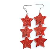 Chic Long Layers Stars Drop Earrings Multicolor Acrylic Shiny Star Pentagram Dangle Earrings Party Fashion Jewelry for Women