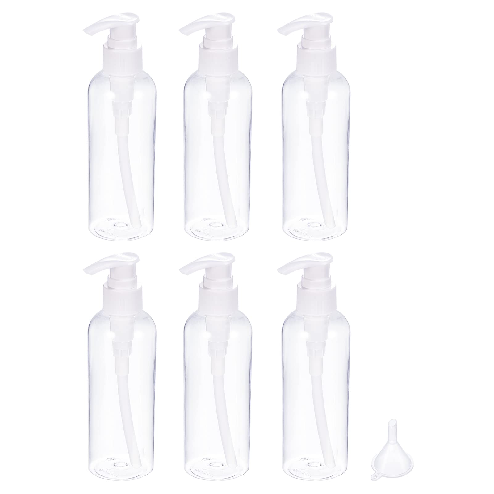 PATIKIL 200ml 48x150mm Clear Travel Bottles Set, 6in1 Set Pump Bottle Containers with Funnel for Shampoo Lotion Cream Soap