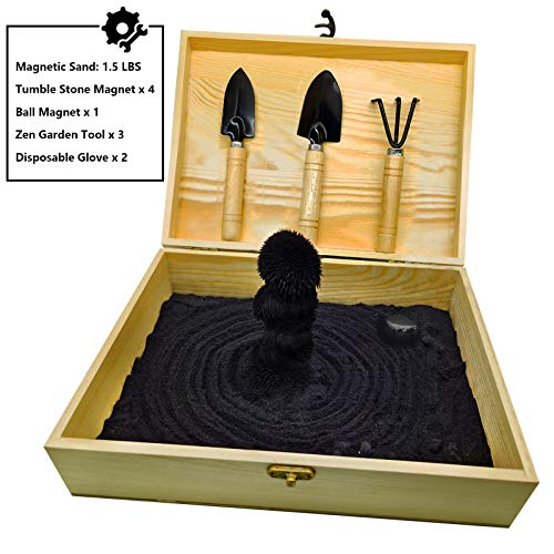 DAILYLIFE Sand Zen Garden with 1.5 Lbs Iron Filings, 5 and 3 Zen Garden Tools