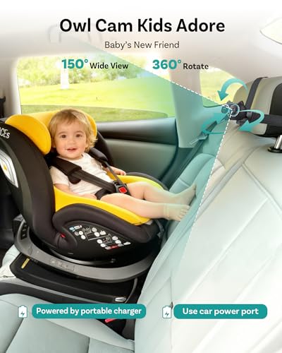 OTTOCAST Baby Car Camera &Wireless CarPlay Adapter,1080P HD Rear Seat Monitor Display on Car Screen,150°Wide Angle No-Glow Night View, Safety for Kids & Infants