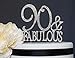 90 Cake Topper - Premium Metal 90 and Fabulous Rhinestone Gem Cake Topper. Perfect 90th Birthday Party Keepsake and Decoration. Sparkling Bling Makes a Great Centerpiece. (90&Fab Silver)