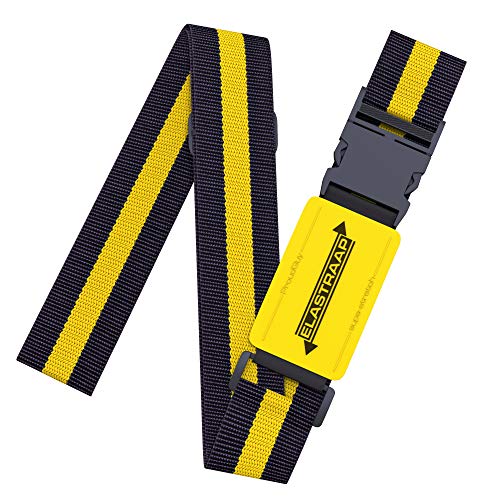 Luggage Straps, Adjustable Non-Slip Baggage Belts- Suitcase Bands For Travel Bag (1 Strap, Yellow Stripe 1pk)