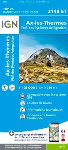 Download IGN AX-Les-Thermes/PNR des Pyrénées-Ariégeoises - Carte topographique PDF
