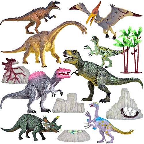 RASSE 14 Piece Dinosaur Toys, 7"11" Movable Educational Realistic Dinosaur Figures Set