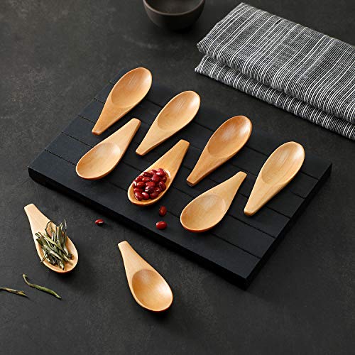 10 Pieces Wooden Scoop Solid Wood Condiment Spoon Mini Wood Spoon with
