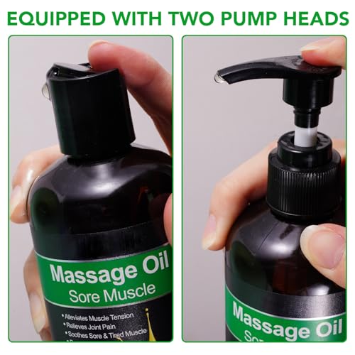 Massage Oil 250ML for Sore Muscle Relief, Soothing Blend with Menthol for Relaxation & Post-Workout Care – Lightweight, Fast-Absorbing Massage Oil for Neck, Shoulder & Back