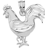 Fine 925 Sterling Silver Lucky Rooster Charm Pendant