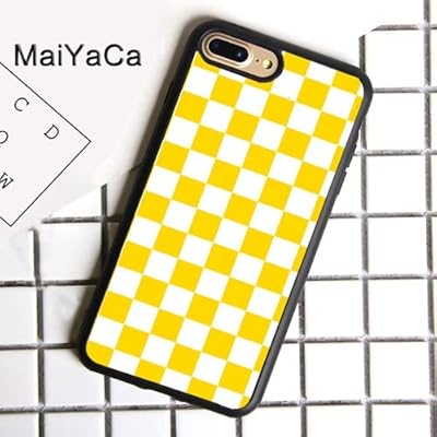 Stylish White and Yellow Checkered iPhone Case with Morocco