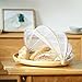 Hand-Woven Food Serving Tent Basket, Fruit Vegetable Bread Cover Storage Container Outdoor Picnic Food Cover Mesh Tent Basket with Gauze(Bug- proof, Dust-proof ) Keep Out Flies, Bugs, Mosquitoes (L)