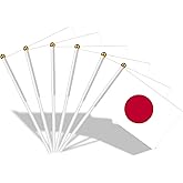 AhfuLife 15 Pcs Japan Hand Held Flags for World Cup Decorations 2026, 5.5 × 8.2 Inch Japanese Small Stick Flag - Double Sided with 11.8" Poles for National Day Sports Events Party Celebration Decor