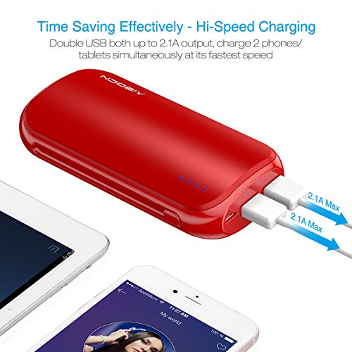 Aibocn Power Bank 16000mAh Portable External Charger with Fast Charging Technology for Apple Phone iPad Samsung Galaxy Tablets and More, Christmas Red - Thumbnail 3