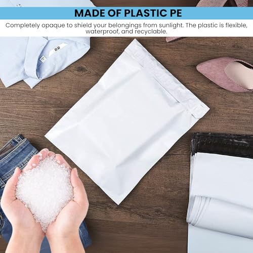 100 Shipping Bags 38 x 52 cm White Plastic Envelopes Opaque Self Adhesive Waterproof and Strong Packaging Envelopes Packaging for Clothes, Books, Shoes and Mailing Packages