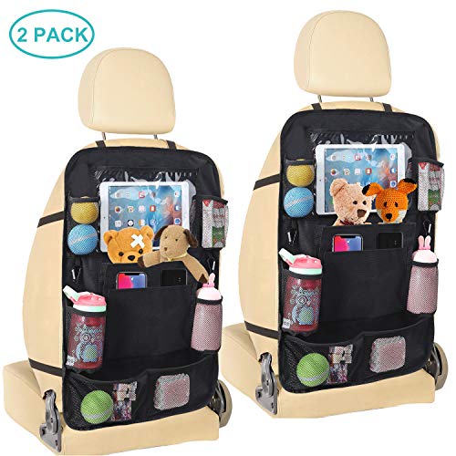 [2 Pack]Gature Car Backseat Organizers Kick Mats,Durable Car Organizers Back Seat with Touch Screen 10 inch Tablet Holder+10 Storage Pockets,Upgradeted Back Seat Organizer for Kids and Toddlers Travel - Thumbnail 6