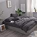 LIFETOWN 100% Jersey Knit Cotton Duvet Cover Set T-Shirt Feel Bedding Set Ultra Soft Wrinkle-Free (Heathered Dark Grey, Twin)