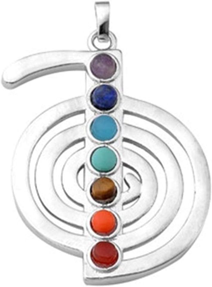 Infinity 7 Beads Chakra Charm Stone Reiki Healing Symbol Chu Ko Rei Pendant for Necklace Making 31mm * 38mm Gift