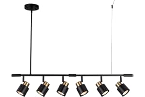 CRAFTRONOS 6 Light Track Lighting Kit, Matt Black Brass Finish Adjustable Height with Moden Flush Mount Ceiling Spotlight for Kitchen,Dining,Living Room,Home Improvement