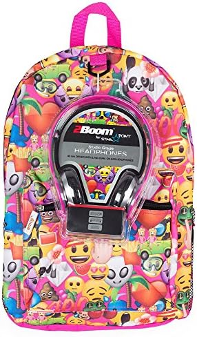 Emoji Kids Backpack and Headphones School Set