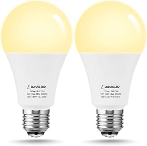 LOHAS 3-Way LED Light Bulb A21, 50/100/150W Equivalent Light Bulb, Soft White 3000K, Dimmable 3 Way LED Frosted Light Bulbs, E26 Medium Base for Floor Lamp, Night Stand Lamps, End Table, 2Pack