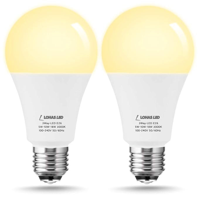 50W/100W/150W Equivalent 3-Way LED Light Bulbs, LOHAS A21 LED Bulb Soft White 3000K 600LM-1250LM ...