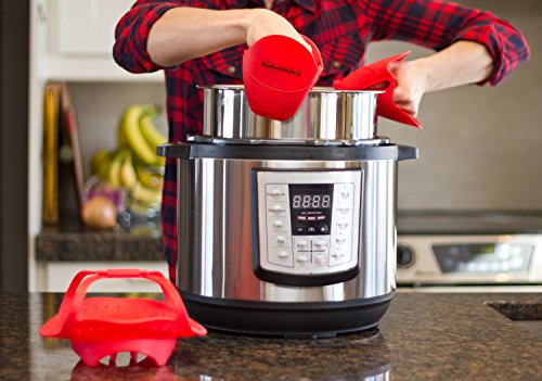 Instant Pot Silicone Accessories Kit: Egg Bites Mold, Vegetable Steamer Basket Rack, Pot Holder Oven Mitts, Pressure Cooker Heat Resistant Dishwasher Safe, Starter Cooking Set, Fits 5,6,8 qt