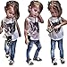 Gotd Little Big Girls Dress Cat T-shirt Tops + Jeans Denim Pants Set Clothes Outfits